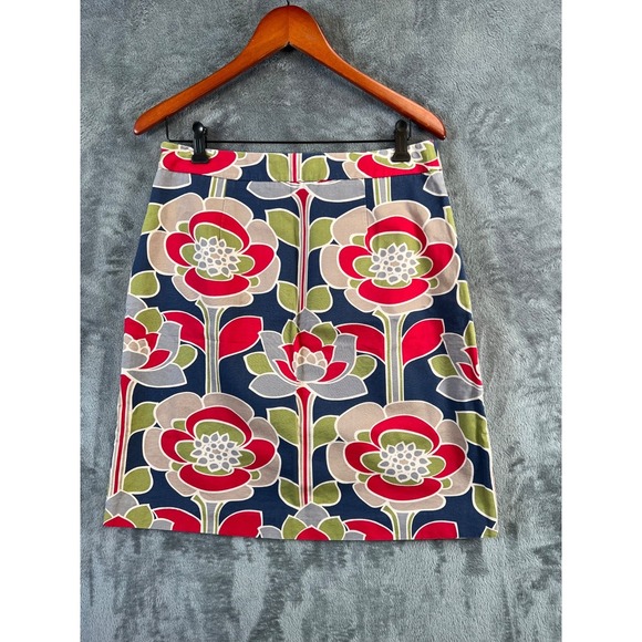 Boden Skirt Womens 8 Multicolored Lotus Flower Pencil Skirt 100% Cotton - Picture 8 of 9